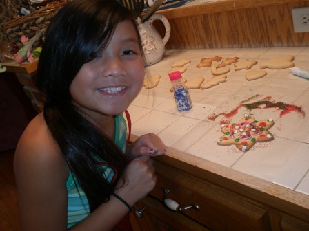 Kasen baking cookies for Santa